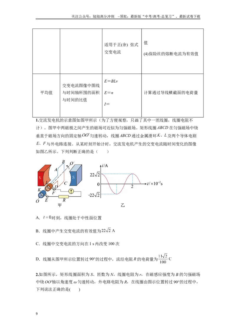 《专题30交变电流与变压器（学生版）_04-物理-高考总复习_一轮复习_2025年_2025年高考物理一轮复习热点题型归类》第9页预览