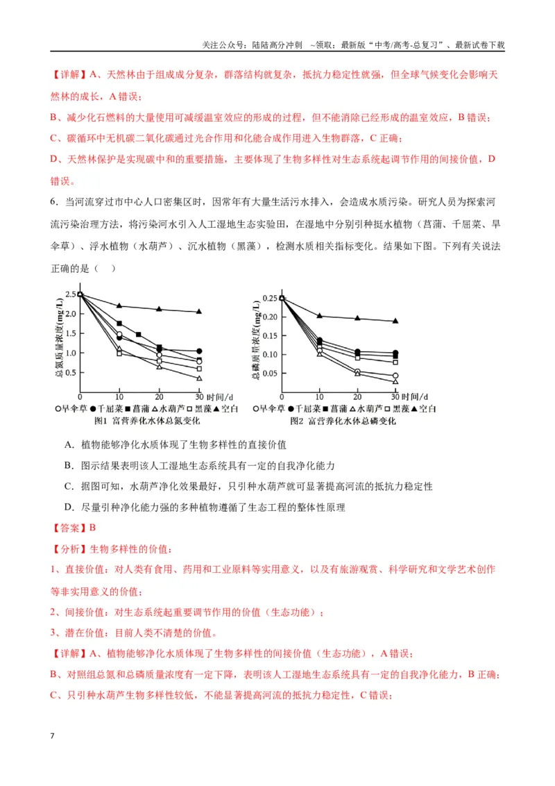 《专题37人与环境、生态工程（解析版）_06-生物-高考总复习_一轮复习_2024年_2024年高考生物一轮复习重难点专项突破_资料》第7页预览