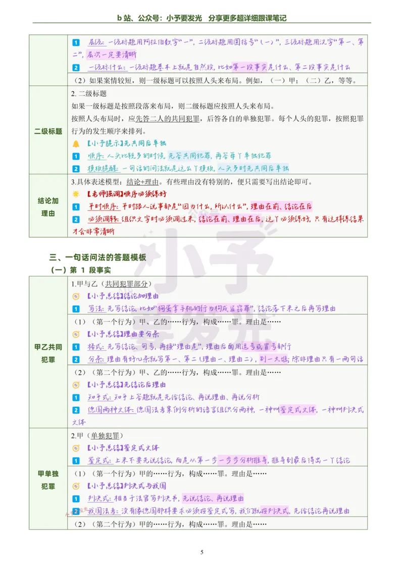 《26法考柏浪涛刑法主观题方法论超详细跟课笔记_2026法考主观_ZH_13.主观冲刺_更新中2026年法考主观题冲刺版刑法众合柏浪涛_26法考柏浪涛刑法主观题方法论超详细跟课笔记》第6页预览