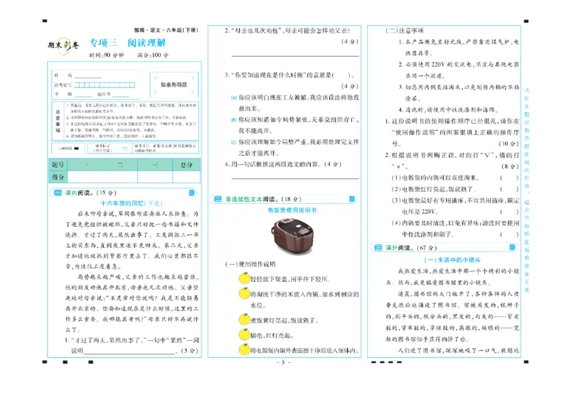 《六年级语文下册期末彩卷_小学语文精品试卷合集（1-6年级下册）_《期末彩卷》》第5页预览