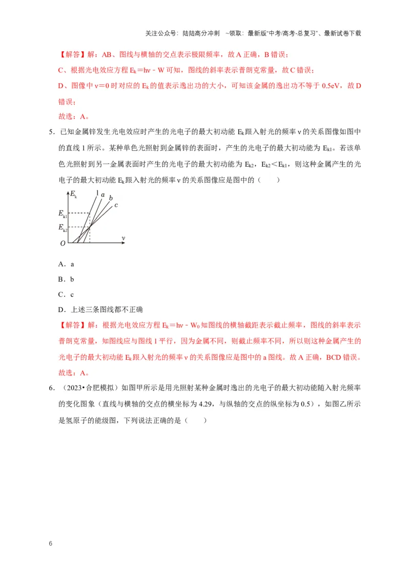 《专题十一近代物理中的图像问题（共5种图像类型）（解析版）_04-物理-高考总复习_专项复习_2024年_2024年高考物理图像题型专项训练习题试题全国通用_资料》第6页预览