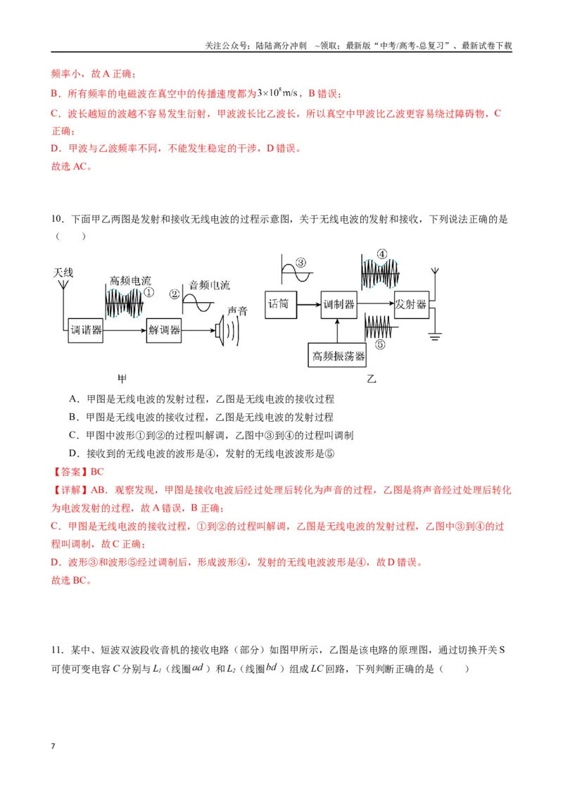 《专题二十《电磁振荡与电磁波》信息优化卷（基础A）（解析版）_04-物理-高考总复习_一轮复习_2024年_2024年高考物理一轮复习单元信息优化AB卷_资料》第7页预览