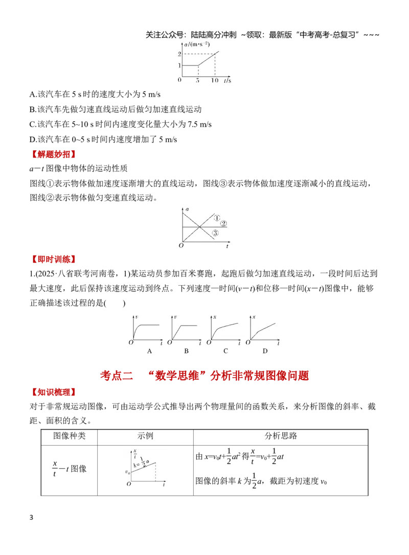 《专题强化1运动学图像问题（原卷）_04-物理-高考总复习_一轮复习_2026年-物理高考一轮复习_2026年高三物理一轮复习专题突破讲义-G87_资料_2026版》第3页预览