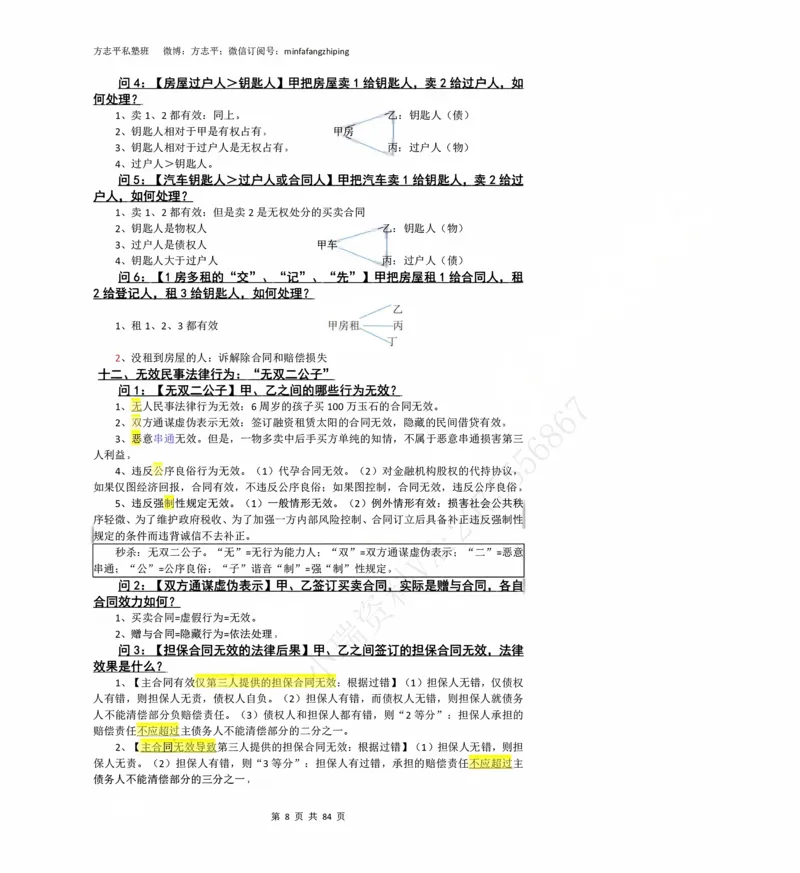 《2026民法状元笔记（详细版）_2026法考客观_名师私塾_26民综方志平客观全程班视频+讲义_03客观冲刺_讲义》第8页预览