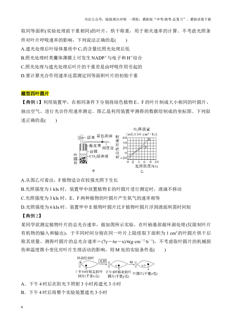《专题一光合作用与呼吸作用重难集训（原卷版）_06-生物-高考总复习_专项复习_2024年_2024年高考生物考前最后冲刺_资料_1-资料》第4页预览