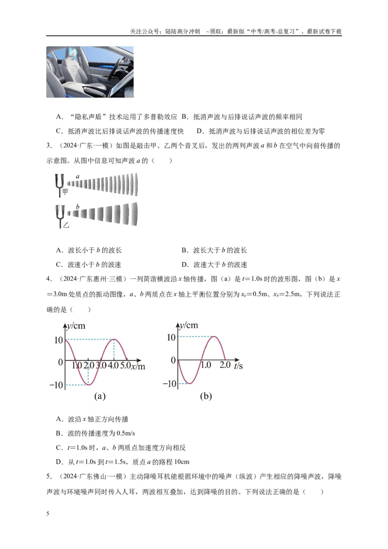 《专题十三振动、波、光学（原卷版）_04-物理-高考总复习_二轮复习_2024年_2024年高考物理二轮复习讲义_资料_1-资料》第5页预览