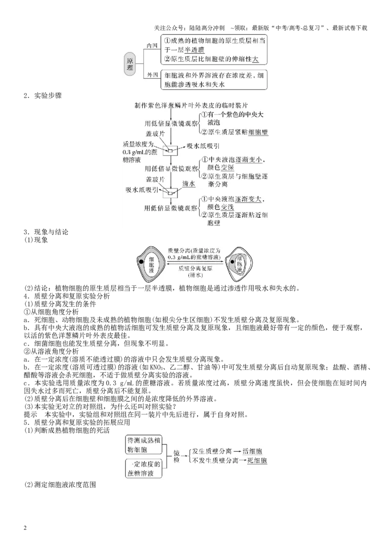 《专题二物质进出、酶与ATP（原卷版）_06-生物-高考总复习_二轮复习_2024年_2024年高考生物二轮复习专题攻略（新教材新高考）_资料》第2页预览