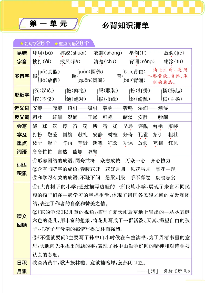 《小学语文三年级上册考点与重难点题型精梳_2027版小学《考点与重难点题型精梳》1-6年级上册（语文）》第2页预览
