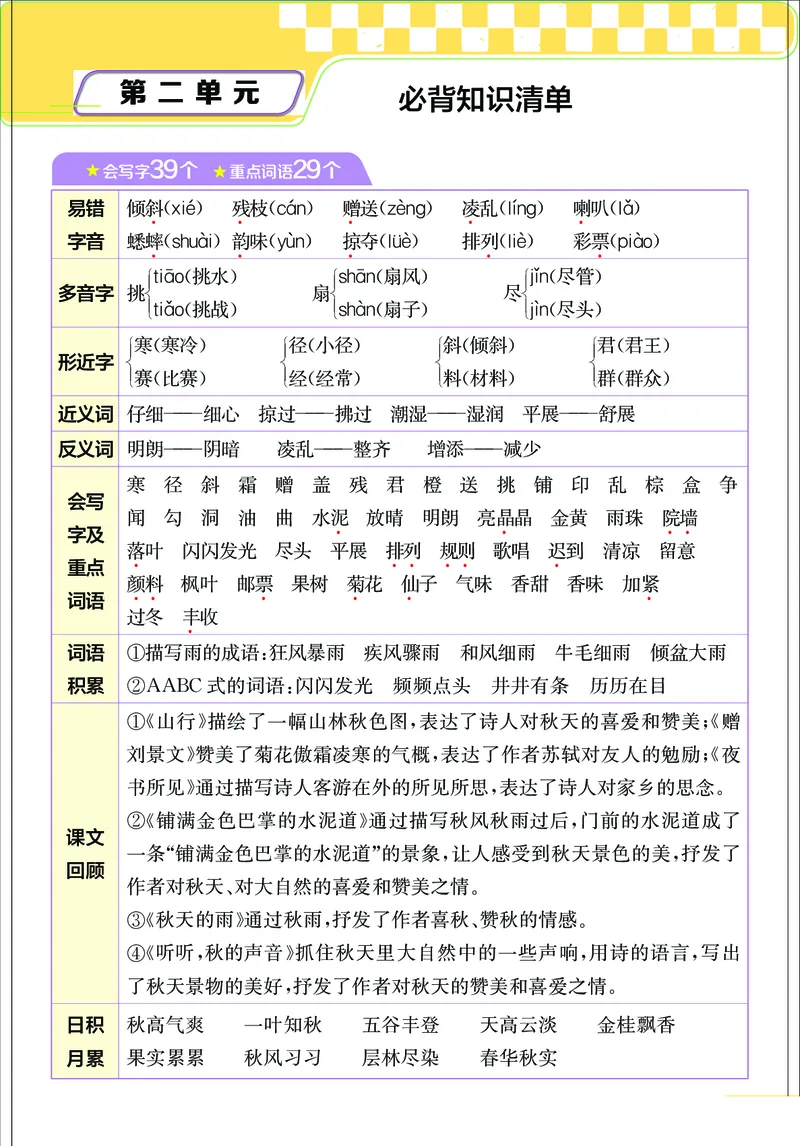 《小学语文三年级上册考点与重难点题型精梳_2027版小学《考点与重难点题型精梳》1-6年级上册（语文）》第4页预览
