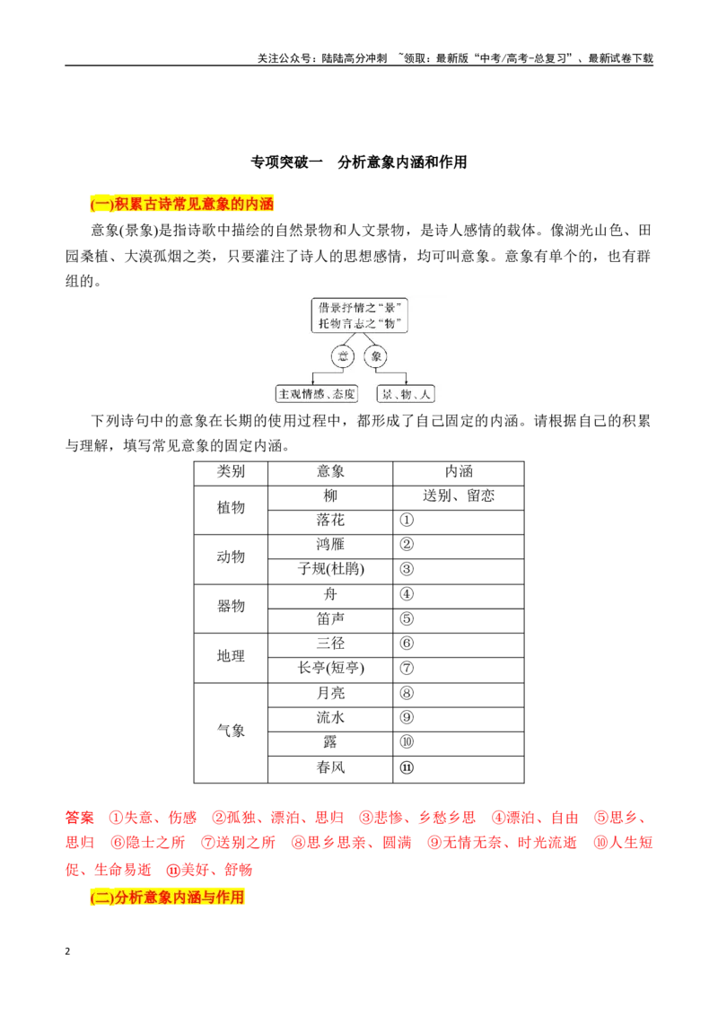 《专题四：赏析意象和意境-解析版_一轮复习_2024年_2024年高考语文一轮复习一本通（全国通用_资料_诗歌阅读》第2页预览