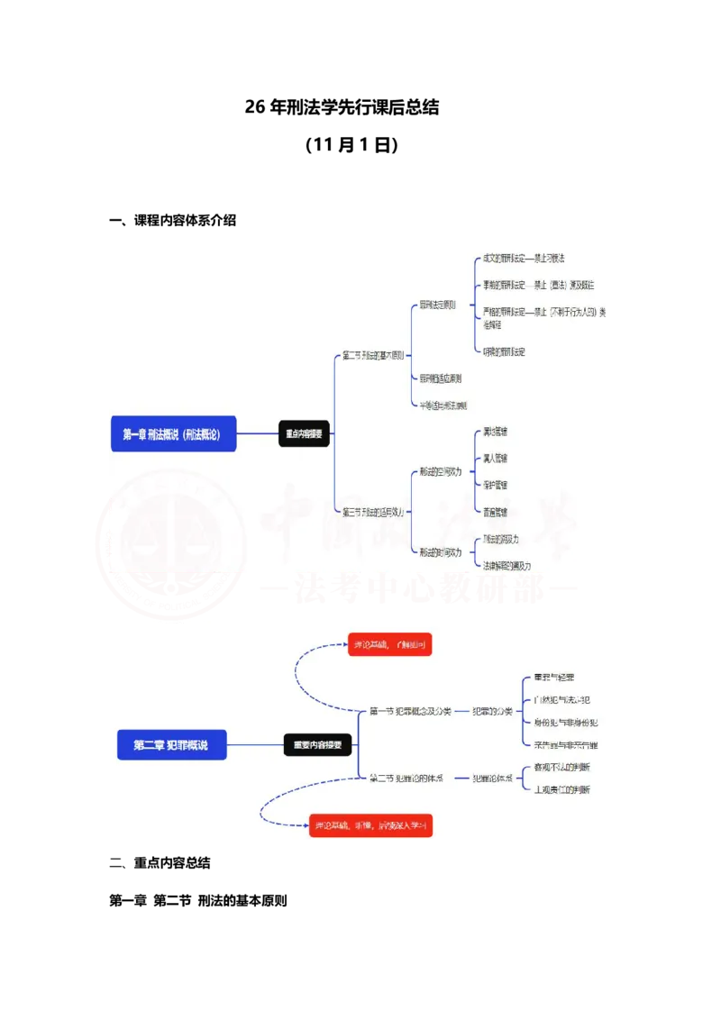《11月1日刑法的基本原则随堂笔记（下午）_2026法考客观_法-D_01先行筑基（内部班）视频+讲义_02刑法视频+讲义_讲义》第1页预览