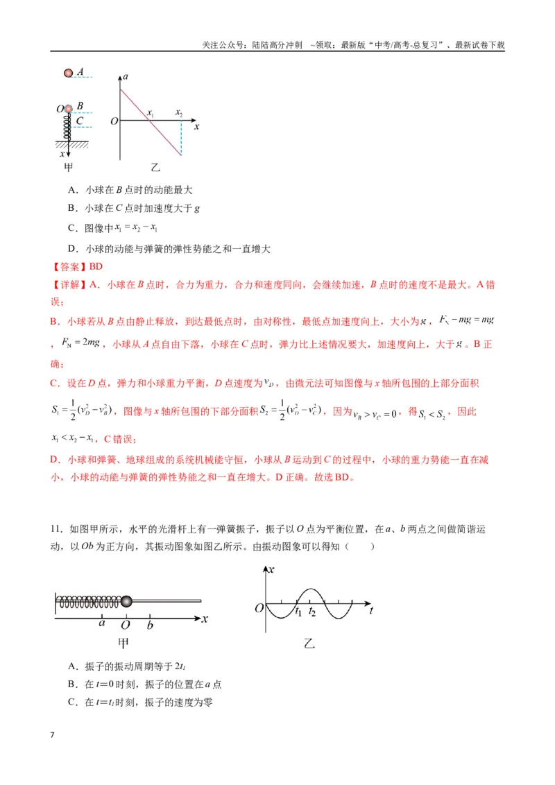 《专题十四《机械振动》信息优化卷（能力B）（解析版）_04-物理-高考总复习_一轮复习_2024年_2024年高考物理一轮复习单元信息优化AB卷_资料》第7页预览