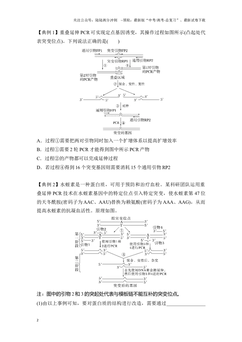 《专题八PCR重难集训（原卷版）_06-生物-高考总复习_专项复习_2024年_2024年高考生物考前最后冲刺_资料_1-资料》第2页预览