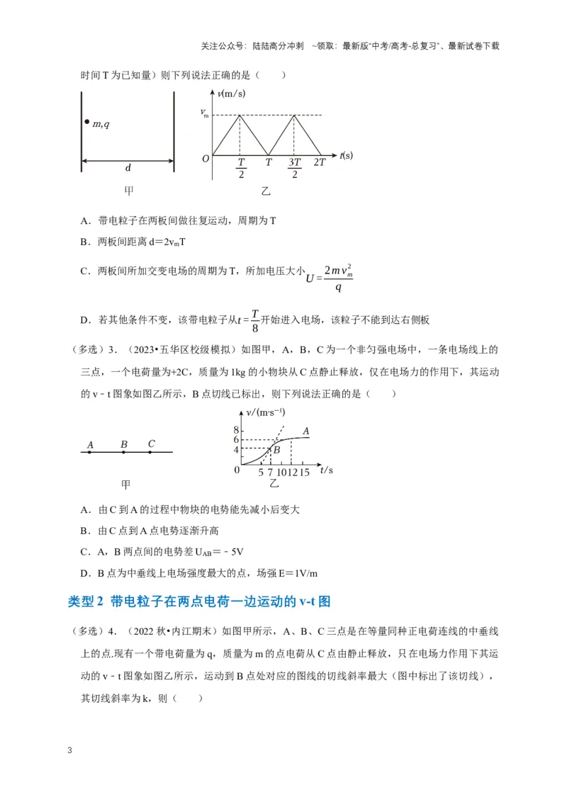 《专题五电场中的图像问题（共9种图像类型）（原卷版）_04-物理-高考总复习_专项复习_2024年_2024年高考物理图像题型专项训练习题试题全国通用_资料》第3页预览