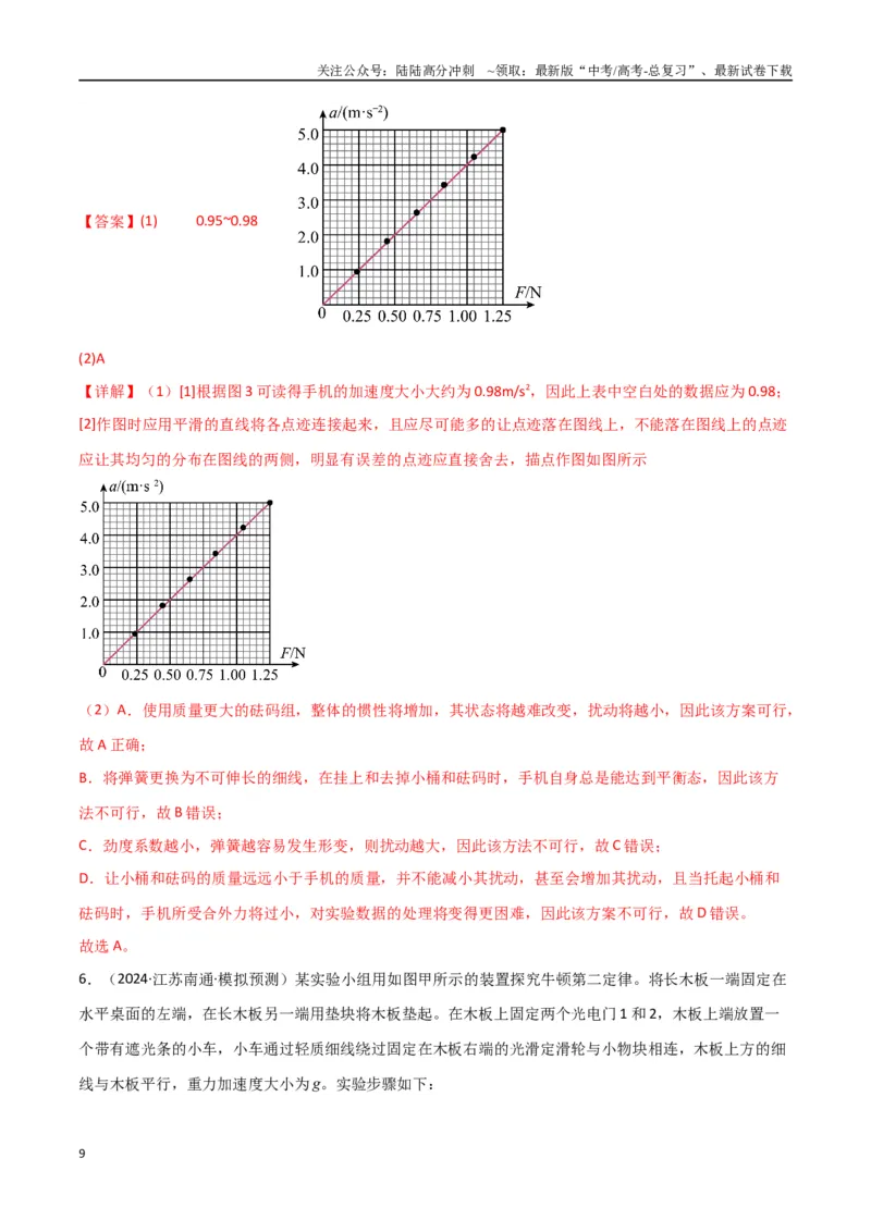 《专题突破卷07力学实验专题（教师版）_04-物理-高考总复习_一轮复习_2025年_2025年高考物理一轮复习考点复习卷（新高考通用）》第9页预览
