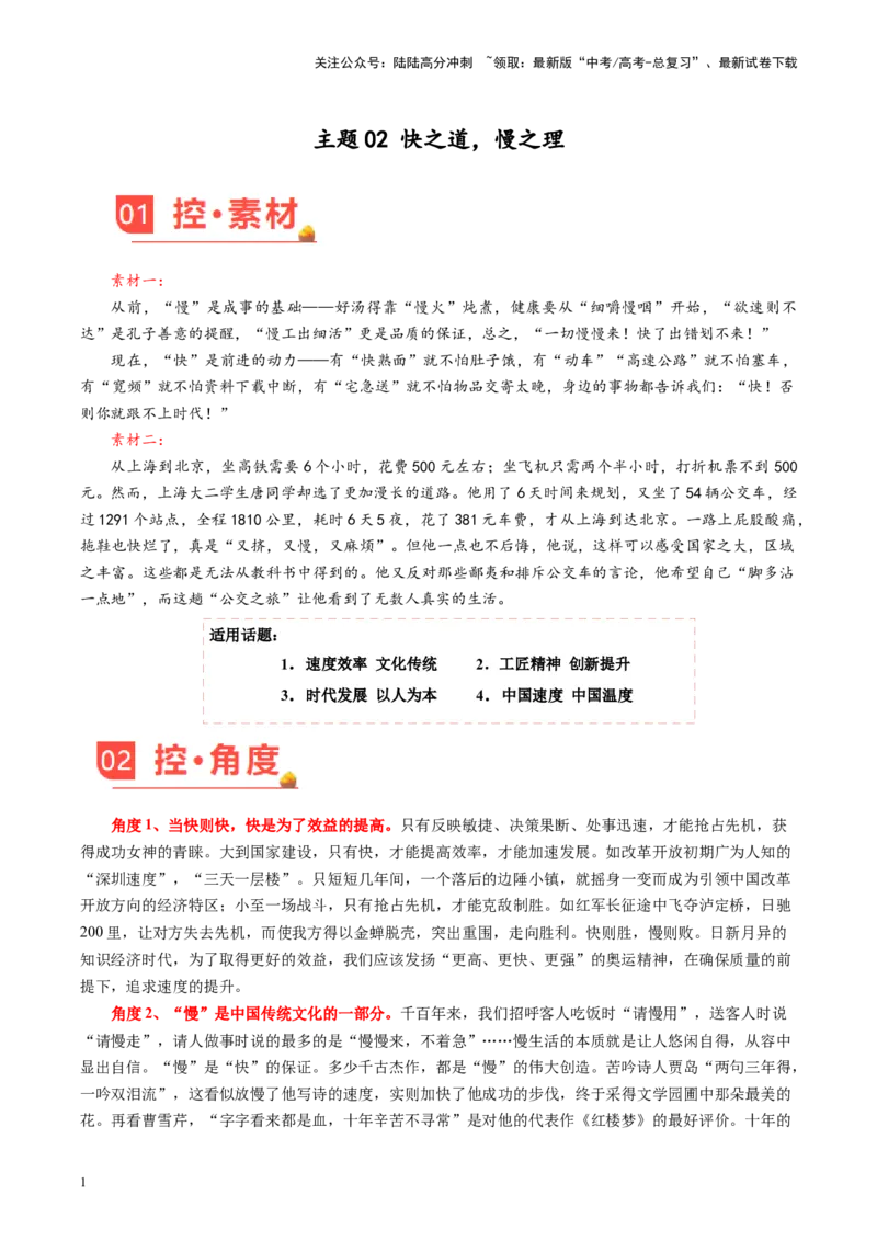 《主题02快之道，慢之理-备战2024年高考语文之素材月月控_专项复习_2024年_2024年高考语文之素材月月控_资料_12月刊》第1页预览