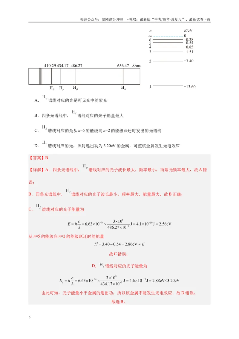 《专题十四近代物理（解析版）_04-物理-高考总复习_二轮复习_2024年_2024年高考物理二轮复习讲义_资料_1-资料》第6页预览