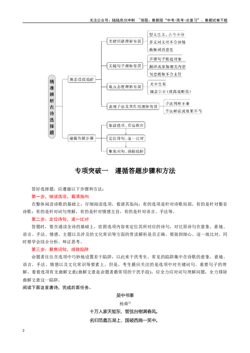 《专题十一：用好方法，巧解选择题-解析版_一轮复习_2024年_2024年高考语文一轮复习一本通（全国通用_资料_诗歌阅读》第2页预览