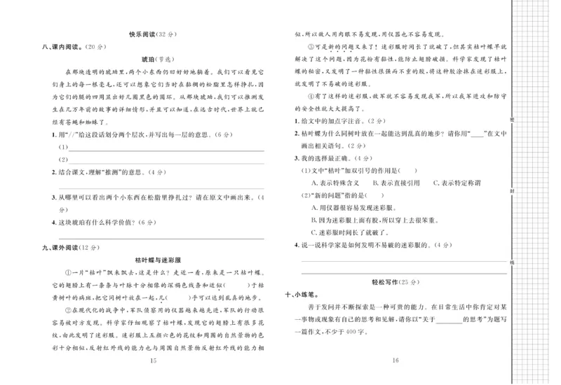 《4.黄冈名师全优AB卷语文4年级下(RJ)_小学语文精品试卷合集（1-6年级下册）_《黄冈全优卷》》第9页预览