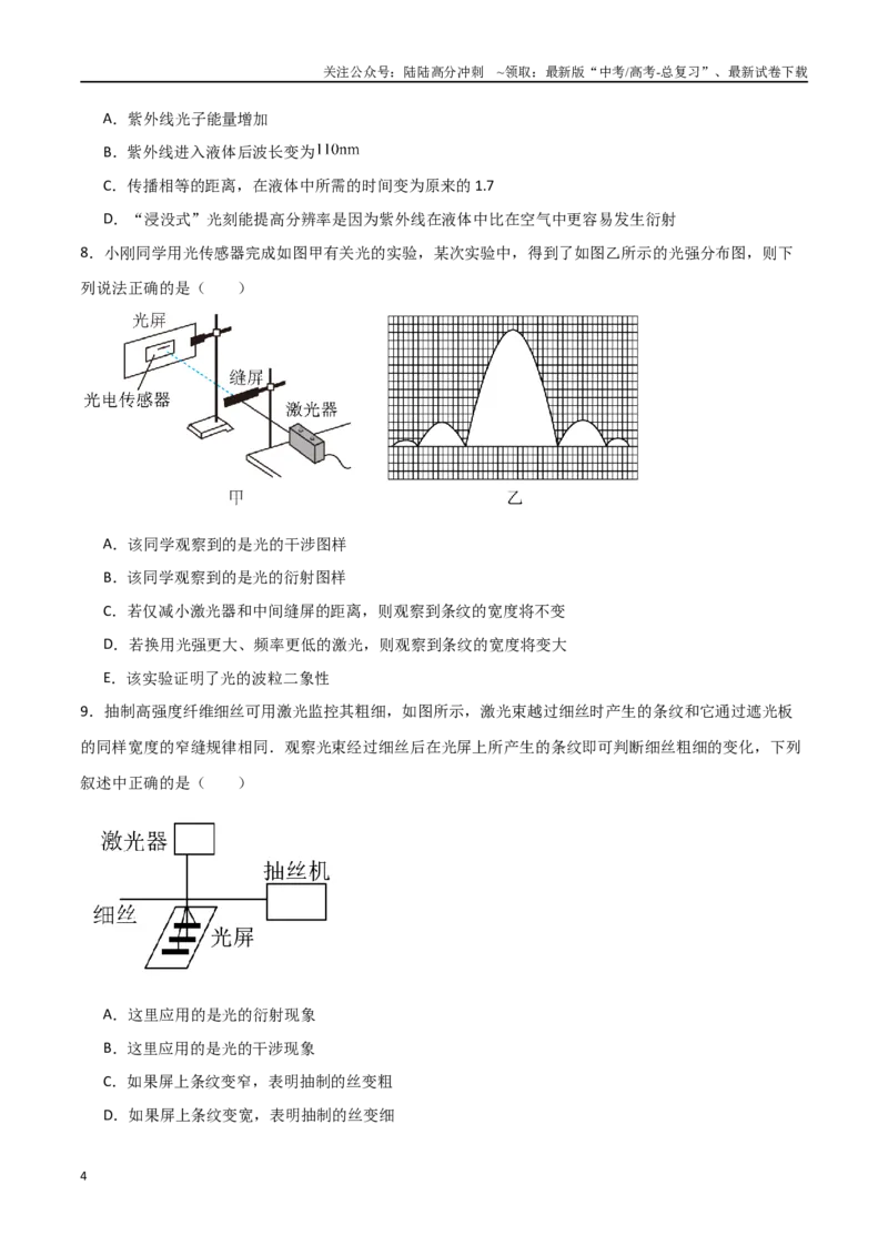 《专题79光的干涉、衍射、偏振和散射（原卷版）_04-物理-高考总复习_一轮复习_2024年_2024年高考物理一轮复习热点重点难点题型练习提升_第十四部分光学(3)份》第4页预览