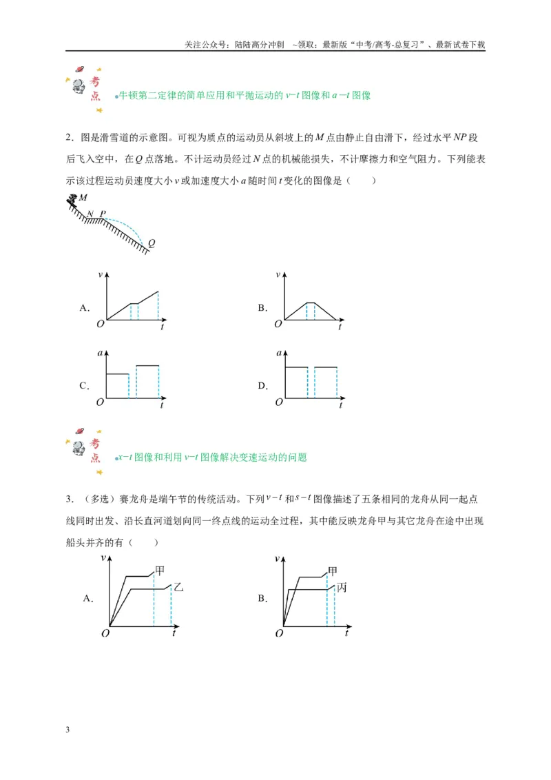 《专题一运动学图像（原卷版）_04-物理-高考总复习_二轮复习_2024年_2024年高考物理二轮复习讲义_资料_1-资料》第3页预览