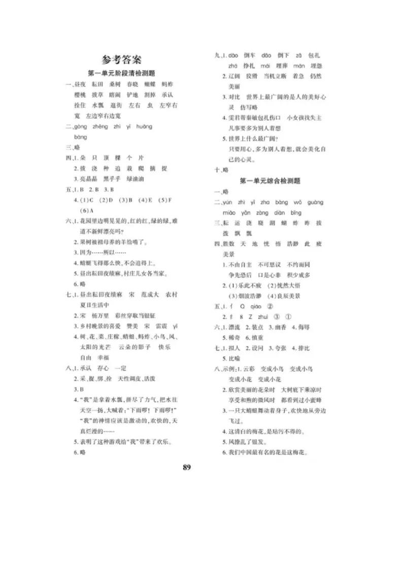 《5下语文教育世家状元卷参考答案_小学语文精品试卷合集（1-6年级下册）_《教育世家状元卷》_五年级下册语文》第1页预览