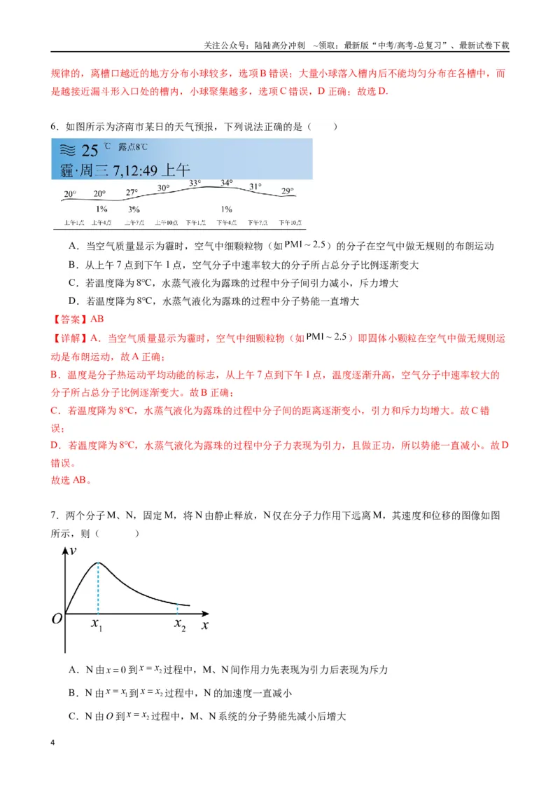 《专题二十二《分子动理论》信息优化卷（基础A）（解析版）_04-物理-高考总复习_一轮复习_2024年_2024年高考物理一轮复习单元信息优化AB卷_资料》第4页预览