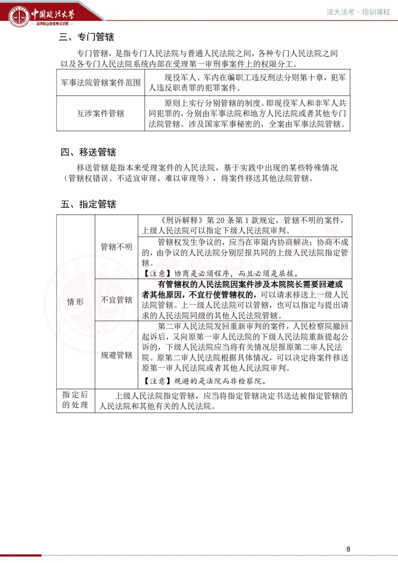 《1.20第四章管辖第五章回避讲义_2026法考客观_法-D_01先行筑基（内部班）视频+讲义_刑诉法视频+讲义_00讲义》第8页预览