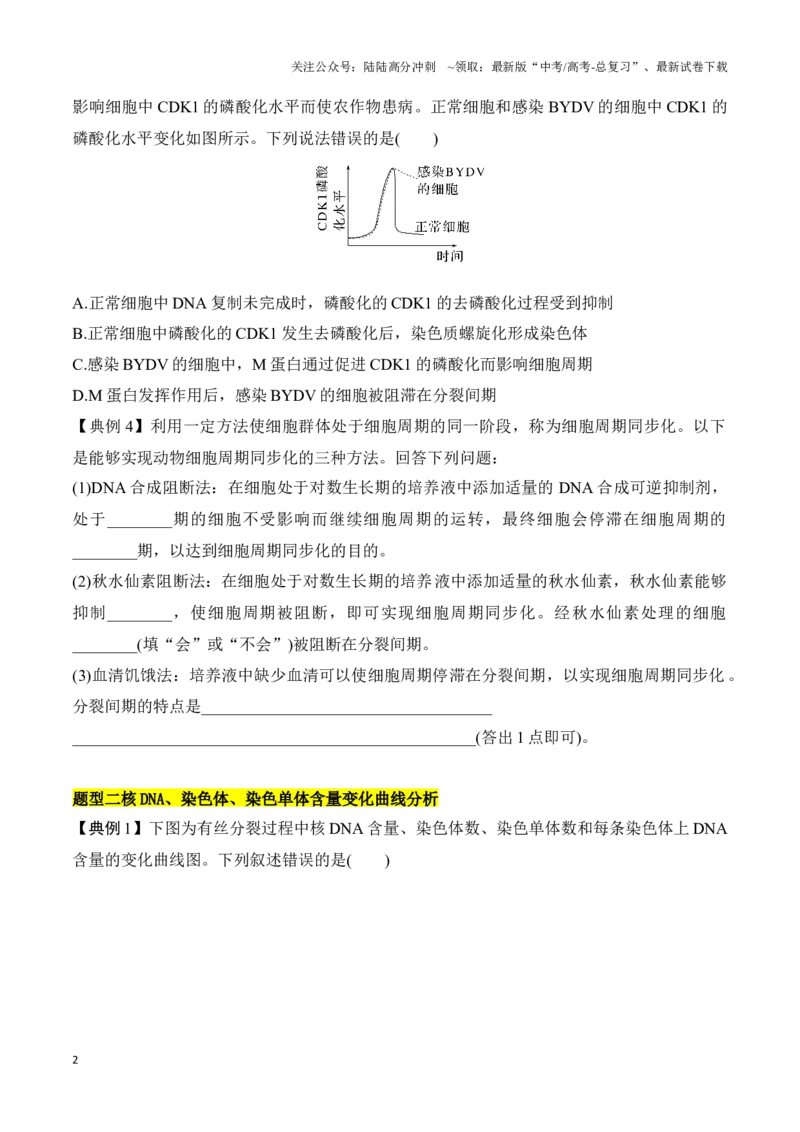 《专题二有丝分裂与减数分裂重难集训（原卷版）_06-生物-高考总复习_专项复习_2024年_2024年高考生物考前最后冲刺_资料_1-资料》第2页预览