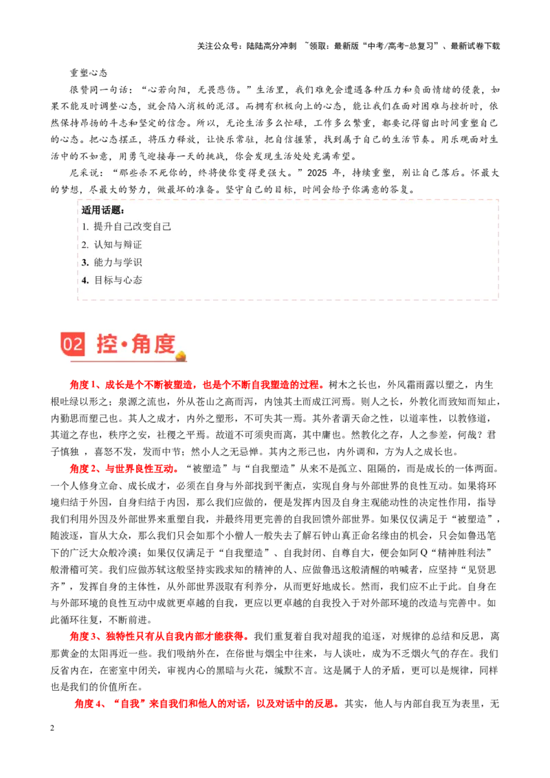 《主题062025：重塑自己-（2月刊）_专项复习_2025年_2025年高考语文之素材月月控》第2页预览