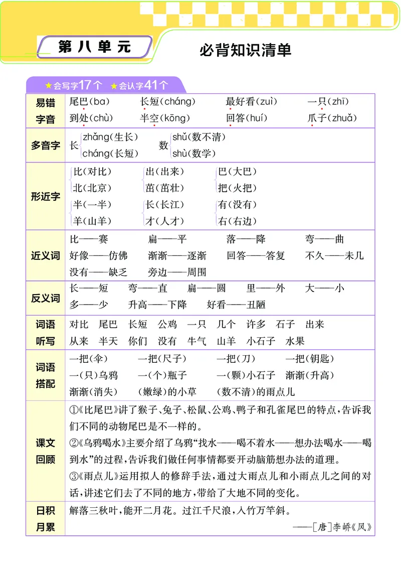 《小学语文一年级上册考点与重难点题型精梳_2027版小学《考点与重难点题型精梳》1-6年级上册（语文）》第8页预览