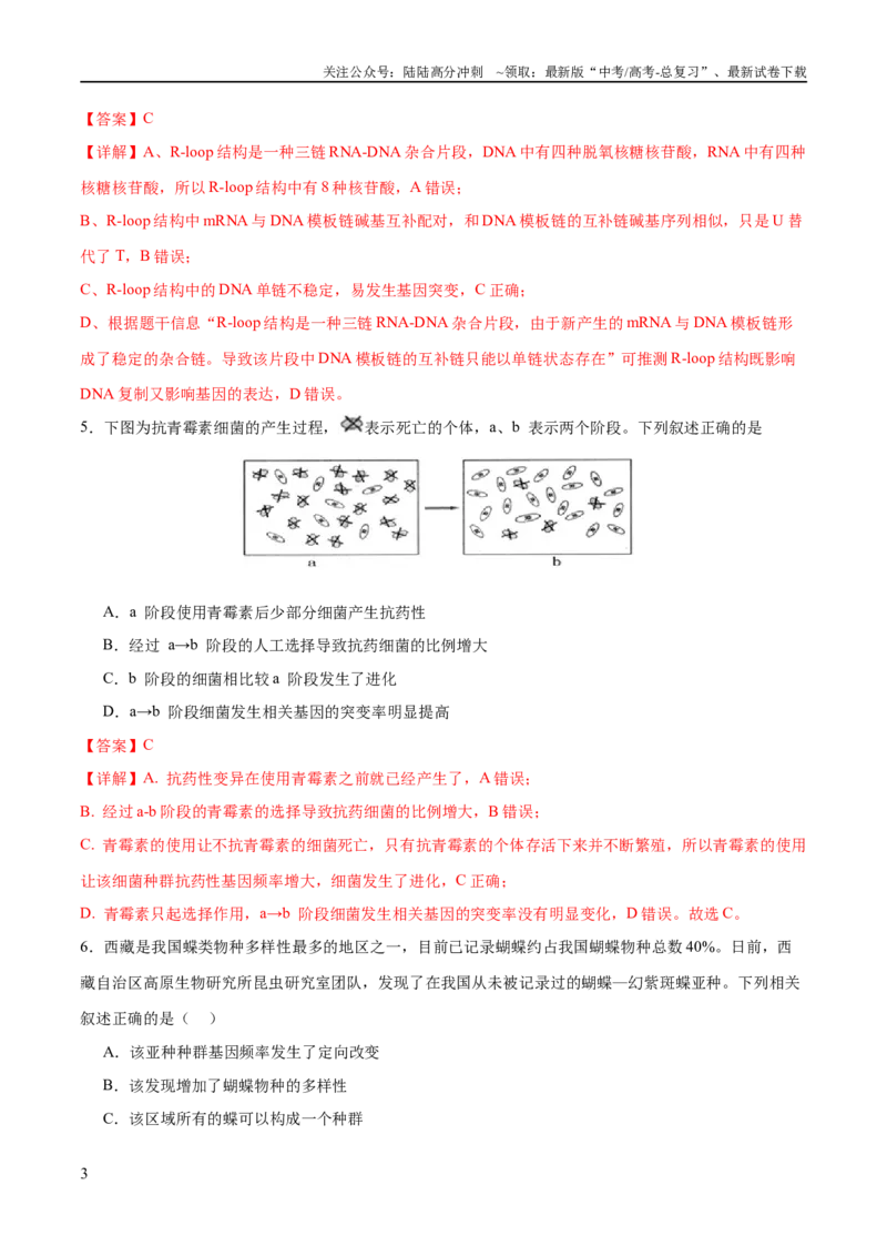 《专题五遗传的分子基础、变异和进化（测试）（解析版）_06-生物-高考总复习_二轮复习_2024年_2024年高考生物二轮复习讲练测（新教材新高考）_配套练习》第3页预览