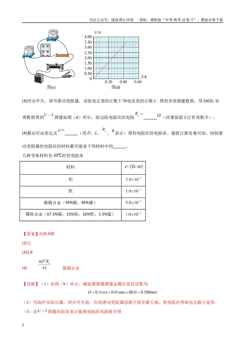 《专题突破卷20电磁学实验专题（教师版）_04-物理-高考总复习_一轮复习_2025年_2025年高考物理一轮复习考点复习卷（新高考通用）》第2页预览