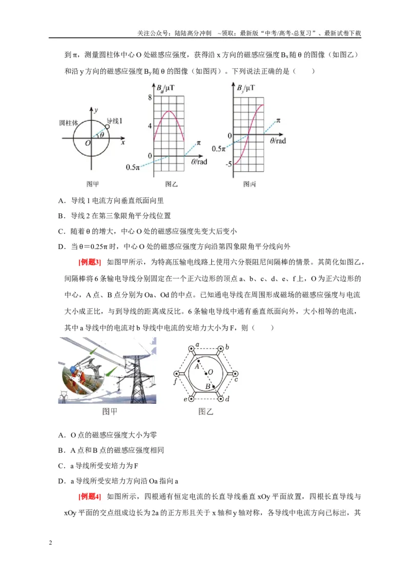 《专题9磁场（原卷版）_04-物理-高考总复习_专项复习_2024年_2024高考物理复习二级结论题型详解全面复习知识点_资料》第2页预览