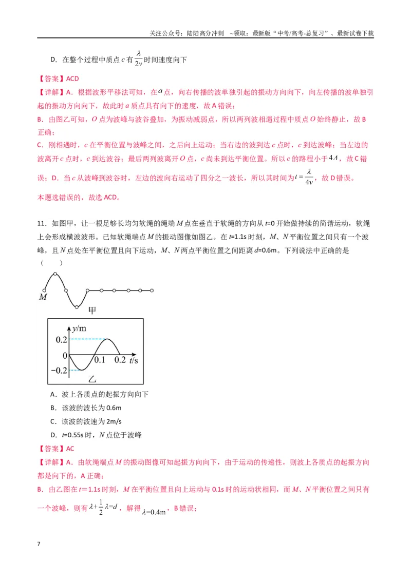 《专题十五《机械波》信息优化卷（基础A）（解析版）_04-物理-高考总复习_一轮复习_2024年_2024年高考物理一轮复习单元信息优化AB卷_资料》第7页预览