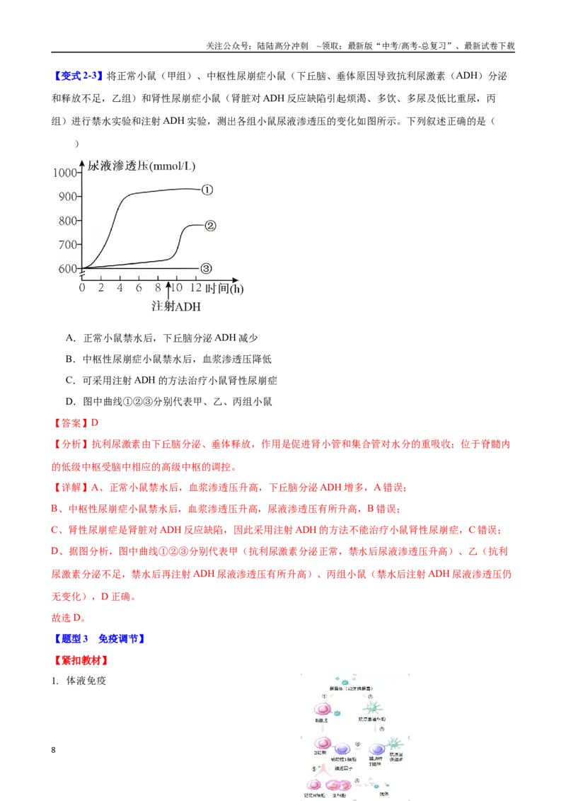 《专题七稳态与调节（教师版）-29页_06-生物-高考总复习_二轮复习_2025年_2025年高考生物二轮重点专题讲义（新高考通用）_资料》第8页预览