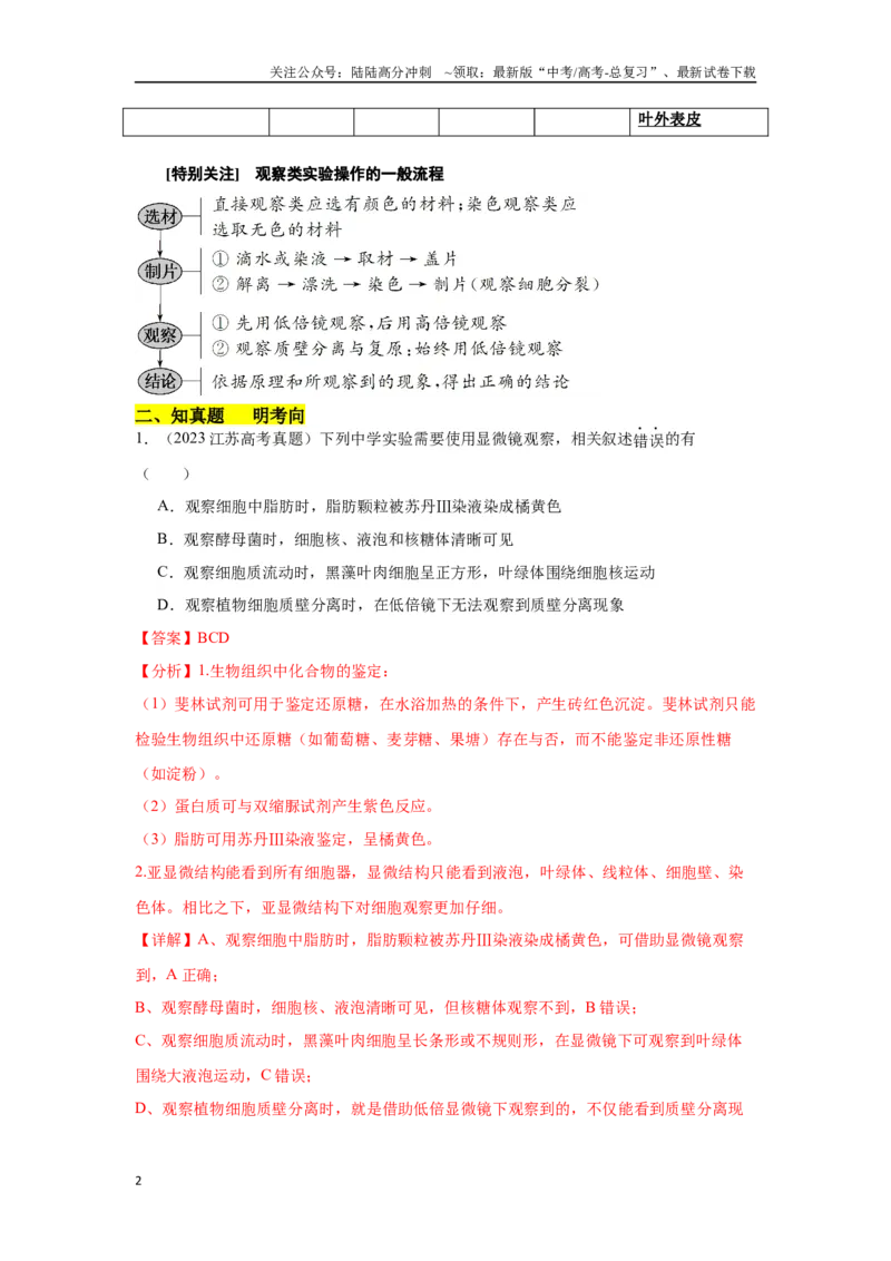 《专题一教材基础实验类（解析版）_06-生物-高考总复习_专项复习_2024年_2024高考生物实验题型归纳重难点练习提高解题技巧_资料》第2页预览