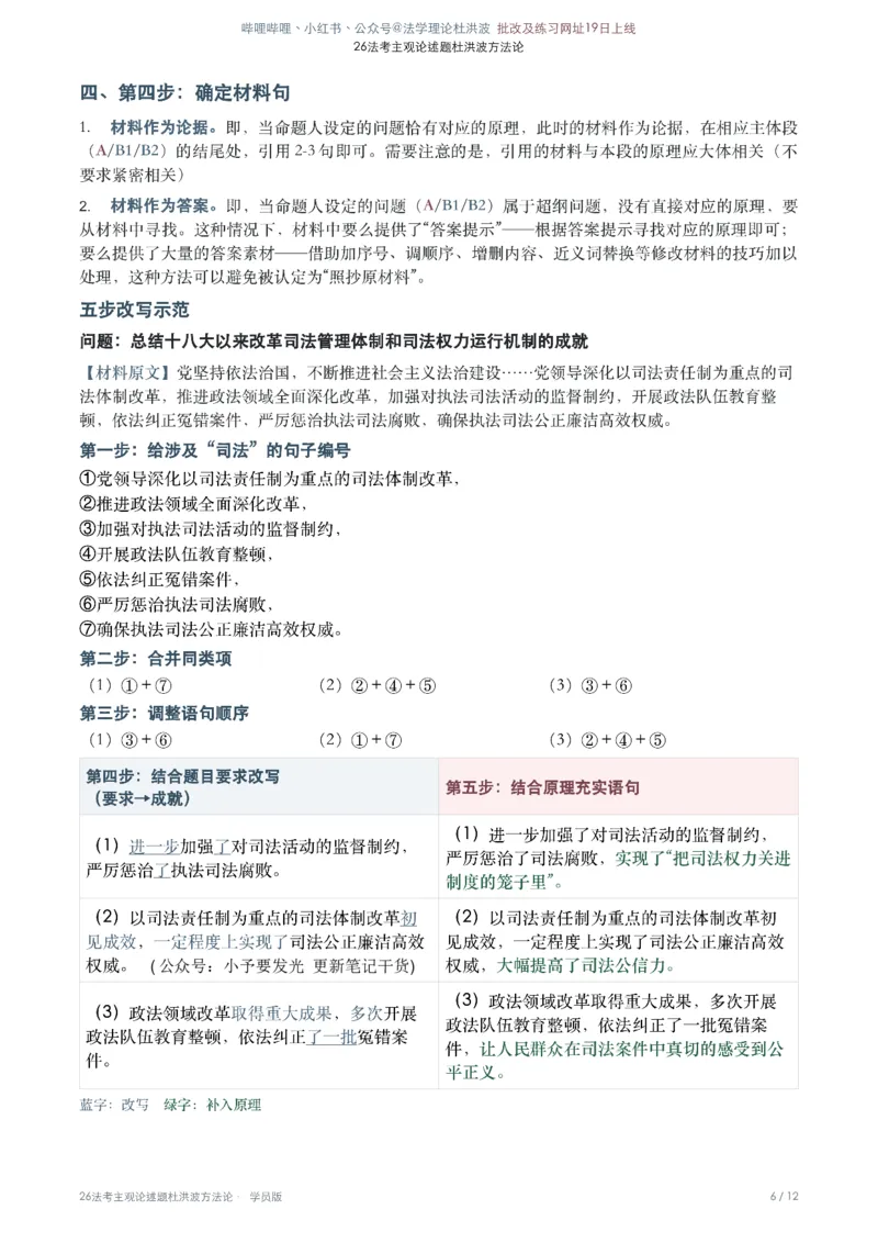 《26法考主观论述题杜洪波方法论公众号：小予要发光_2026法考主观_名师私塾_理论-杜洪波_02主观第三阶段（论述题方法论）》第6页预览