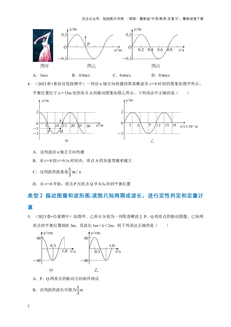 《专题九振动图像与波动图像（共4种图像类型）（原卷版）_04-物理-高考总复习_专项复习_2024年_2024年高考物理图像题型专项训练习题试题全国通用_资料》第3页预览