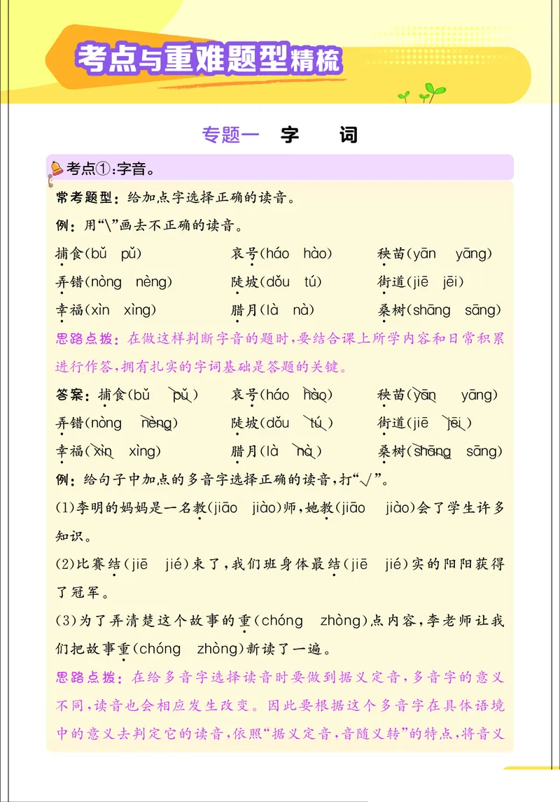 《小学语文二年级上册考点与重难点题型精梳_2027版小学《考点与重难点题型精梳》1-6年级上册（语文）》第10页预览