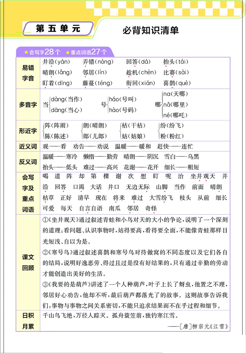 《小学语文二年级上册考点与重难点题型精梳_2027版小学《考点与重难点题型精梳》1-6年级上册（语文）》第6页预览