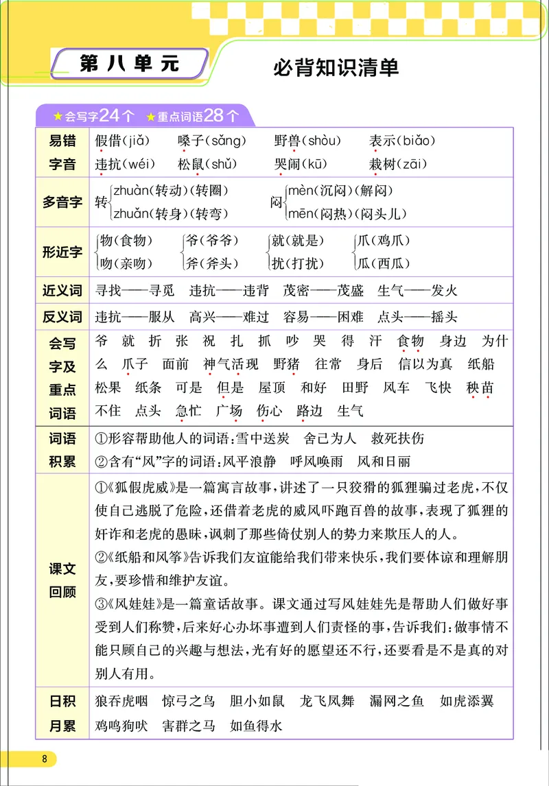 《小学语文二年级上册考点与重难点题型精梳_2027版小学《考点与重难点题型精梳》1-6年级上册（语文）》第9页预览