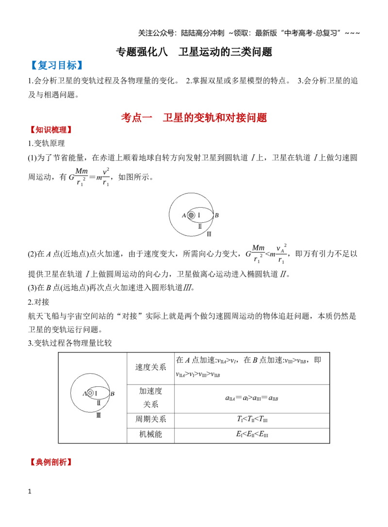 《专题强化6卫星运动的3类问题（解析）_04-物理-高考总复习_一轮复习_2026年-物理高考一轮复习_2026年高三物理一轮复习专题突破讲义-G87_资料_2026版》第1页预览