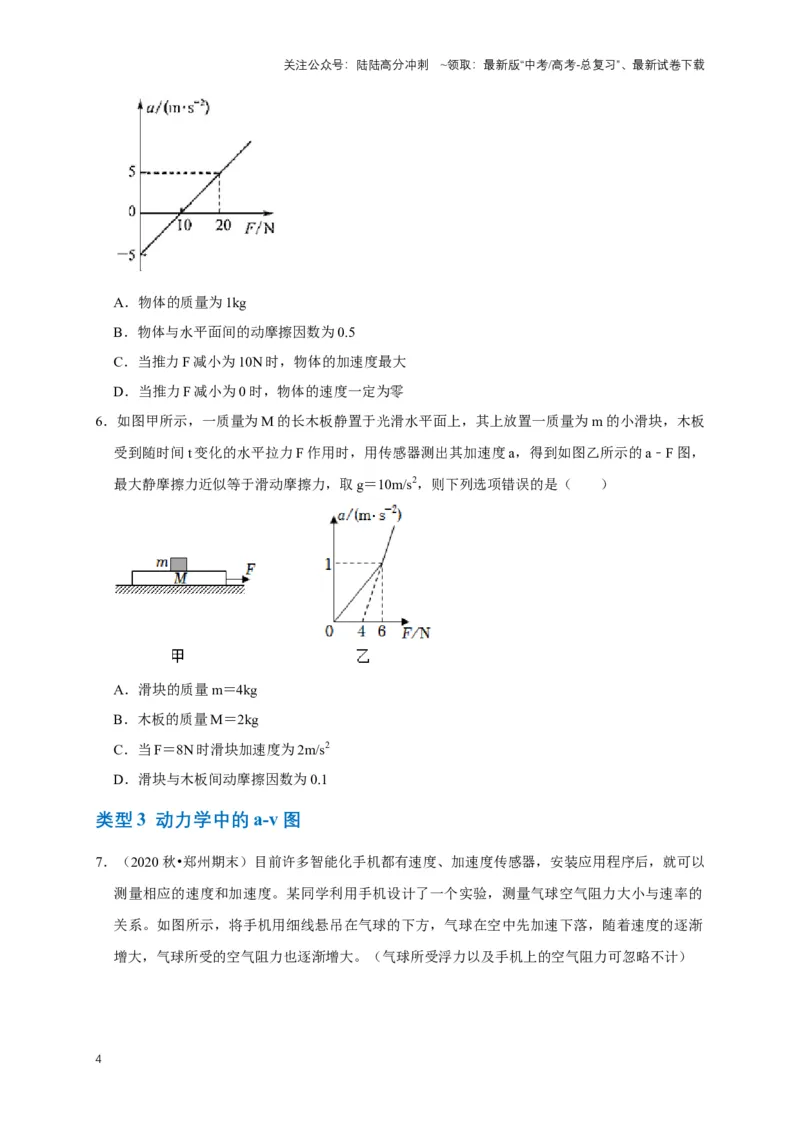 《专题二动力学中的图像问题（共6种图像类型）（原卷版）_04-物理-高考总复习_专项复习_2024年_2024年高考物理图像题型专项训练习题试题全国通用_资料》第4页预览