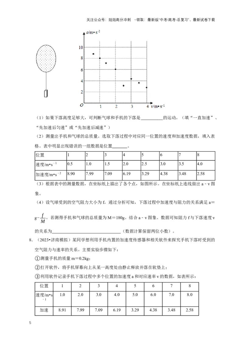 《专题二动力学中的图像问题（共6种图像类型）（原卷版）_04-物理-高考总复习_专项复习_2024年_2024年高考物理图像题型专项训练习题试题全国通用_资料》第5页预览