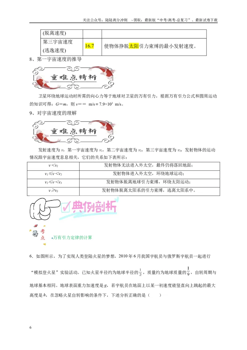 《专题五万有引力与航天问题综合分析（原卷版）_04-物理-高考总复习_二轮复习_2024年_2024年高考物理二轮复习讲义_资料_1-资料》第6页预览