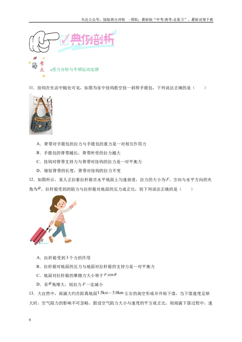 《专题二力与共点力平衡（原卷版）_04-物理-高考总复习_二轮复习_2024年_2024年高考物理二轮复习讲义_资料_1-资料》第9页预览