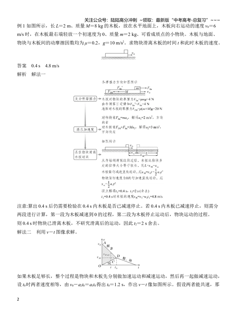 《专题强化4动力学中的“滑块—木板”模型（解析）_04-物理-高考总复习_一轮复习_2026年-物理高考一轮复习_2026年高三物理一轮复习专题突破讲义-G87_资料_2026版》第2页预览