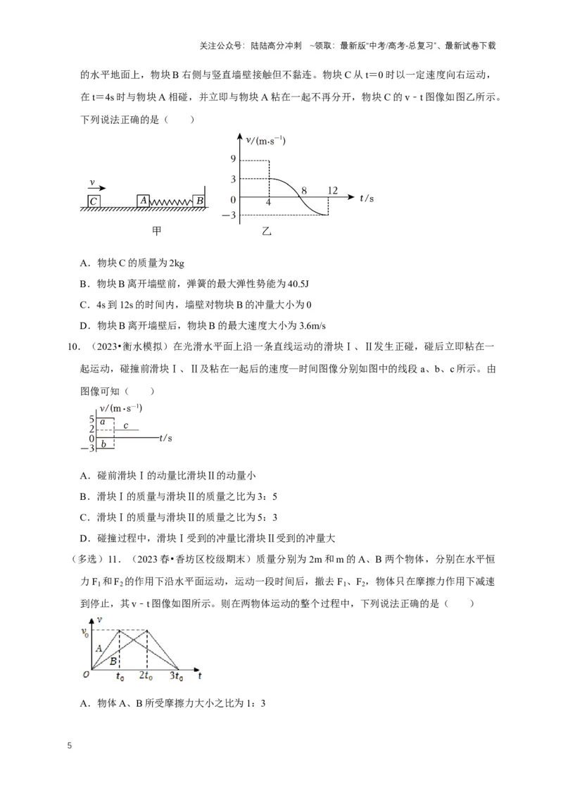 《专题四动量中的图像问题（共4种图像类型）（原卷版）_04-物理-高考总复习_专项复习_2024年_2024年高考物理图像题型专项训练习题试题全国通用_资料》第5页预览