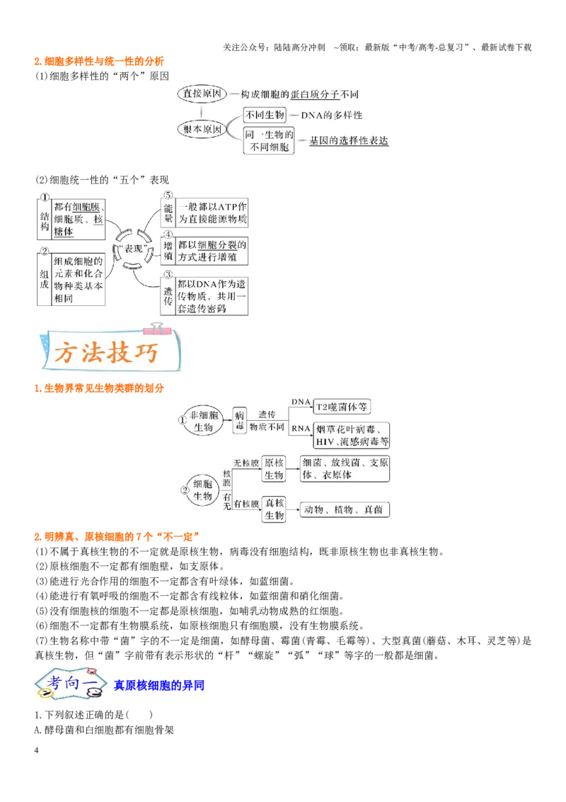 《专题一细胞及其分子组成（解析版）_06-生物-高考总复习_二轮复习_2024年_2024年高考生物二轮复习专题攻略（新教材新高考）_资料》第4页预览